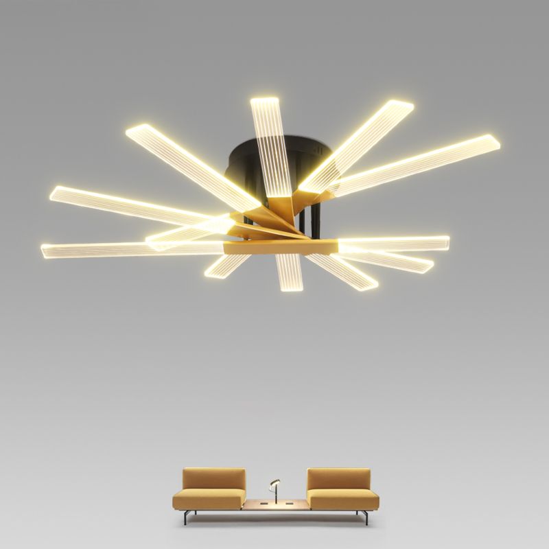 Metal Round Shade Flush Ceiling Light Modern Multi Lights Flush Mount Fixture in Brass