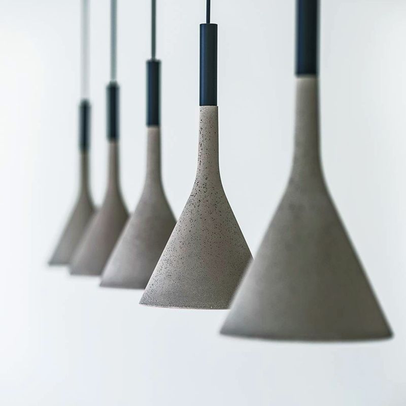 Funnel Dining Room Suspension Lighting Cement 1 Head Minimalist Pendant Ceiling Light in Grey