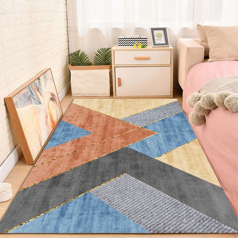 Light Pink Contrast Color Rug Polyester Nordic Indoor Rug Washable Rug for Drawing Room