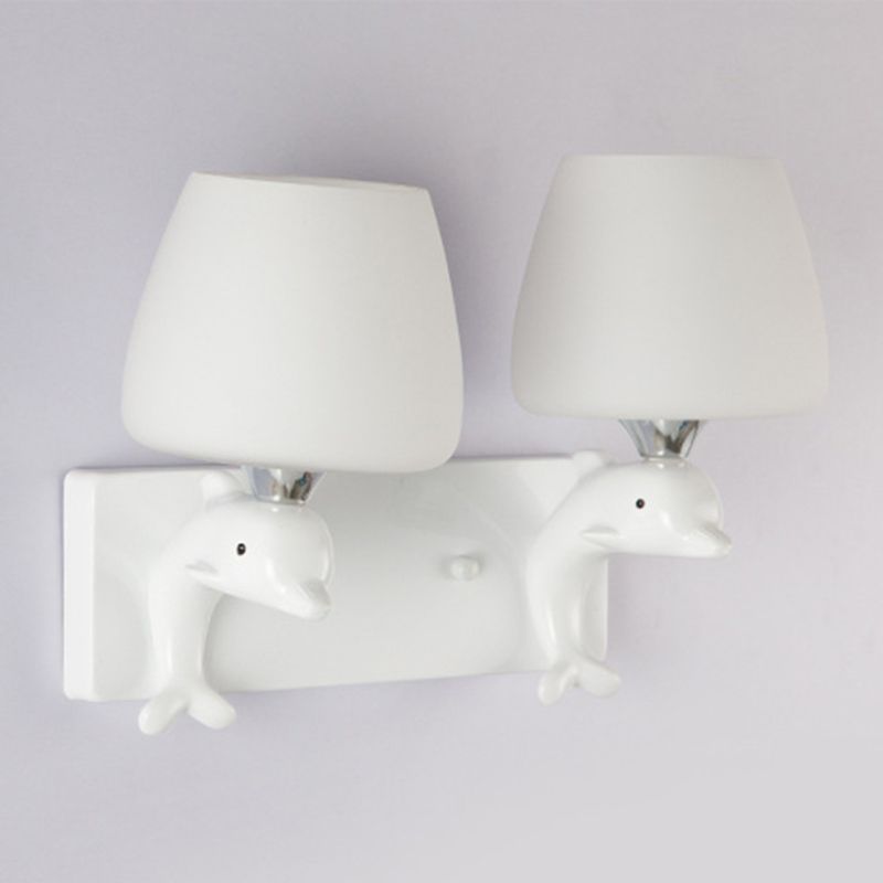 Modern Vanity Lighting Dolphin Wall Light Fixture in White for Bathroom
