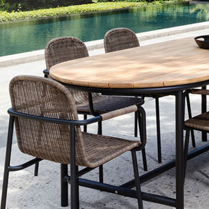 Solid Wood Patio Dining Sets Oval 1/3/7 Pieces Dining Table Set