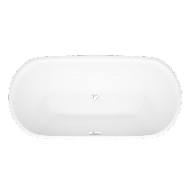 Oval Tub with Drain and Overflow Trim Modern Acrylic Soaking Bathtub