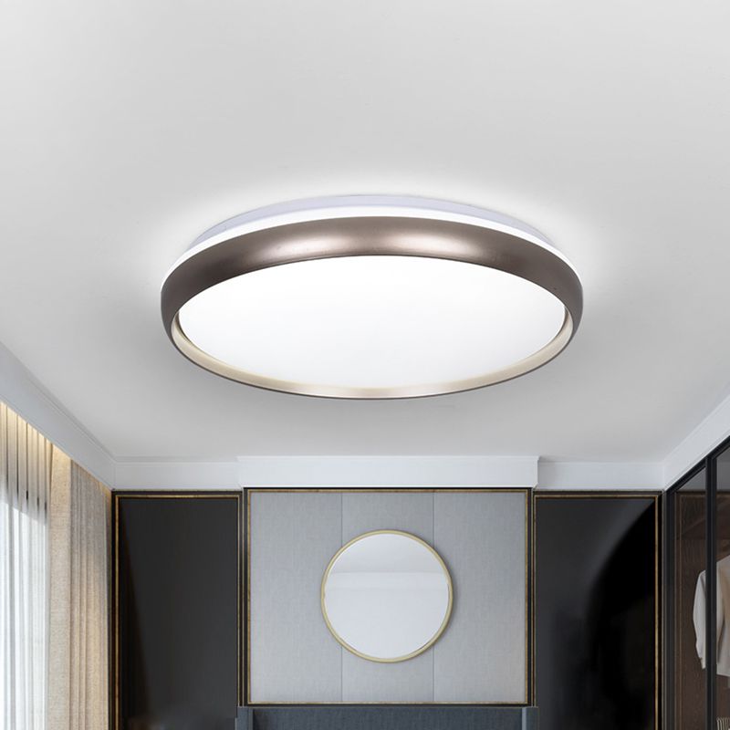 Slim Round Ceiling Lamp Modernism Metallic LED Dark Brown/Copper/Dark Gold Flush Mount Lighting Fixture for Parlor