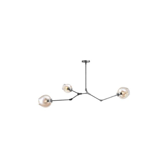 Iluminación de araña de burbujas de vidrio contemporáneo 3/5 cabezas lámpara colgante ajustable en acabado negro/dorado