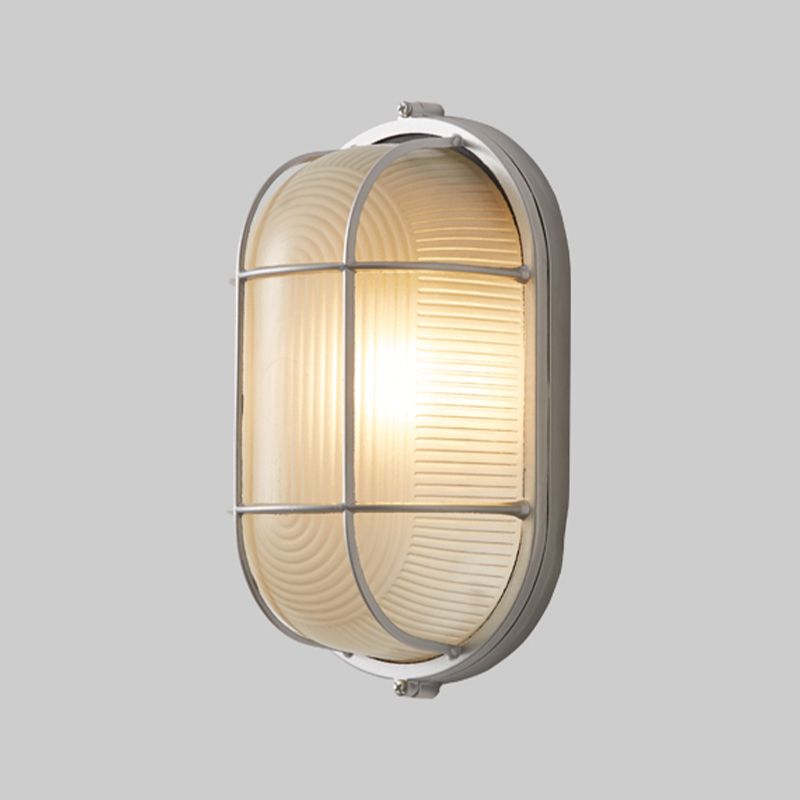 Metal Industrial Wall Sconce Geometric Shape Wall Light with Glass Shade for Courtyard