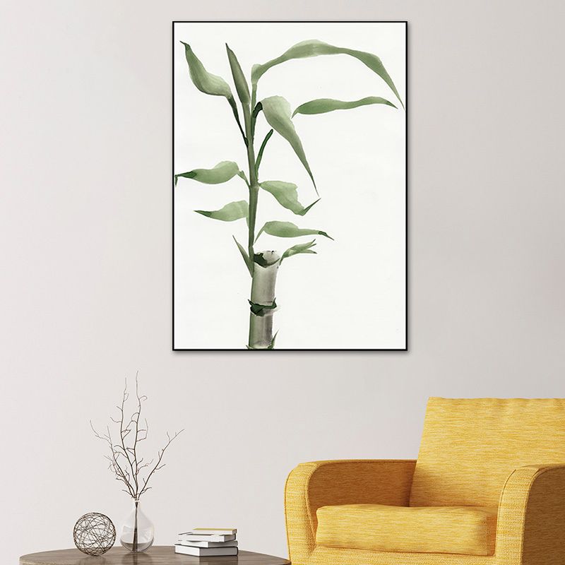 Chinese Bamboo Painting Wall Decor Canvas Textured Green Wall Art for Living Room