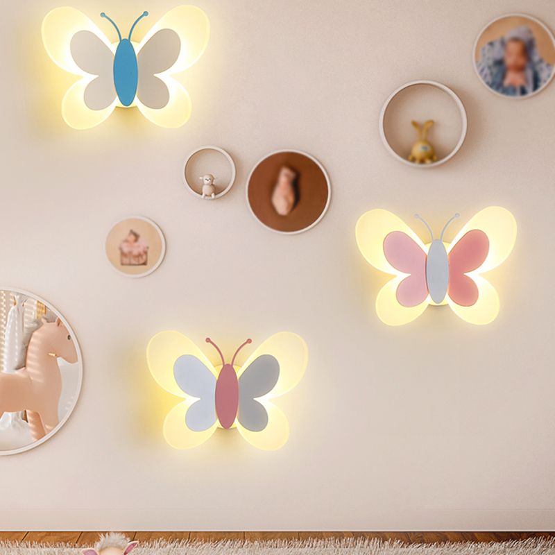 Modern Style Butterfly Shape Wall Sconce Metal 1 Light Wall Light for Bedroom