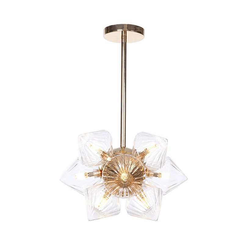 9/12 Lichter klar/bernsteingaser Deckenleuchte Vintage Kupfer Prism Wohnzimmer Halbmontage Beleuchtung