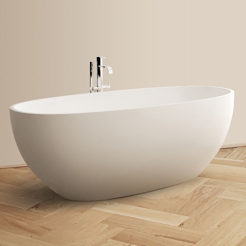 Modern Style Stone Bathtub White Detached Oval Bathtub for Bathroom