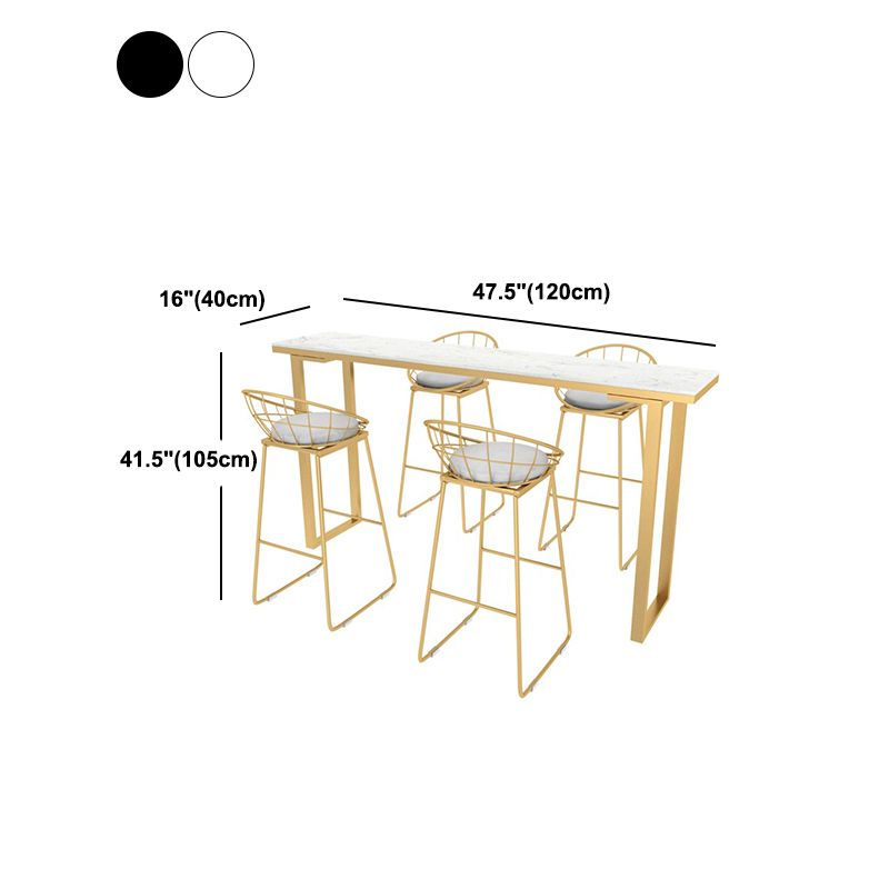 Stone Top Bar Counter Rectangle Contemporary Bar Counter with Sled Base