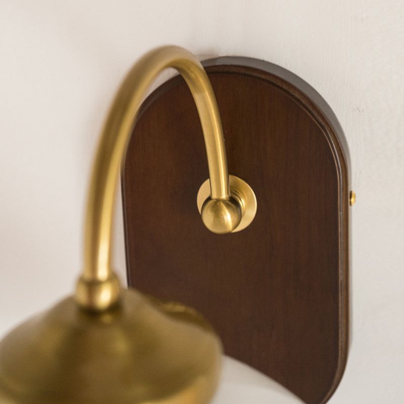 Modern Wood Wall Sconce Flower Shape Vanity Lamp with Glass Shade for Bathroom