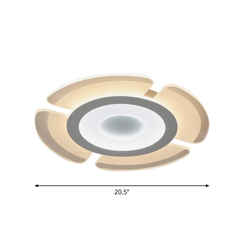 Minimalistic Floweret Flush Ceiling Light Acrylic Bedroom Ultrathin LED Flushmount Lighting in White, 8"/16.5"/31" Wide