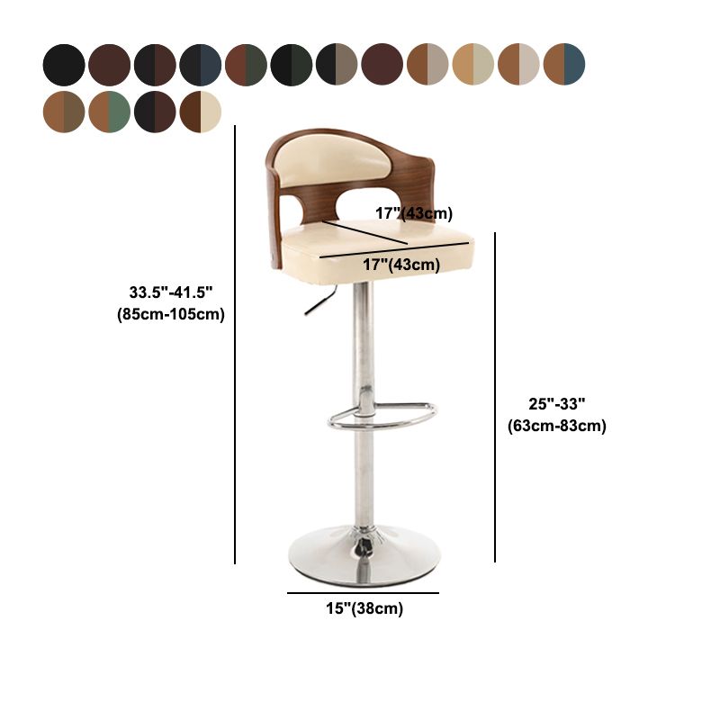 Contemporary Metal Barstool Faux Leather Counter Stool With Chrome Base