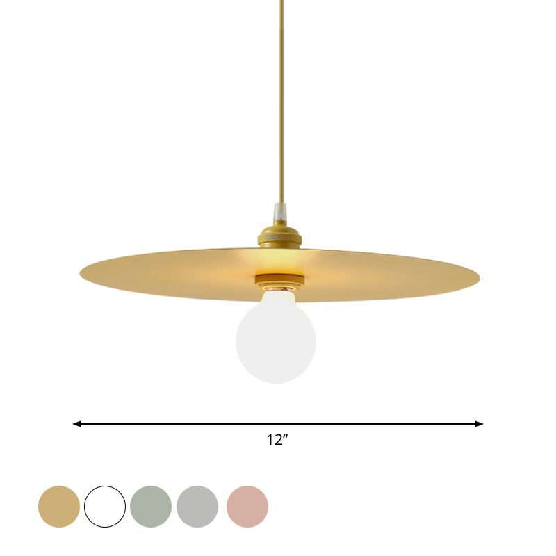 Macaron Disc Shade Drop Light One Bulb Metal Hanging Pendant Light in Multi Colors