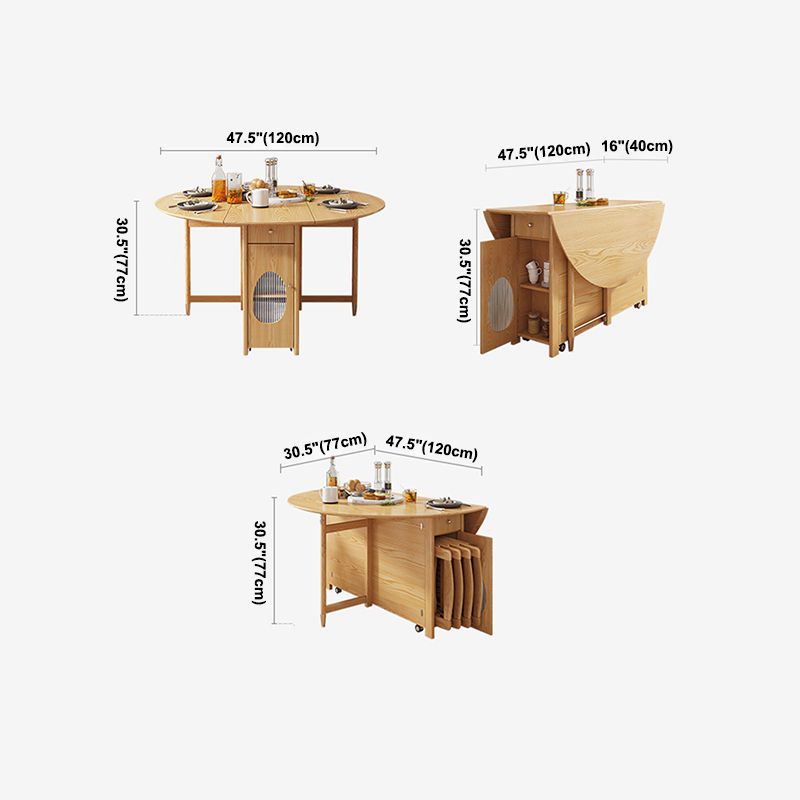 Mid-Century Modern Dining Table Solid Wood Drop-Leaf Dining Table for Home