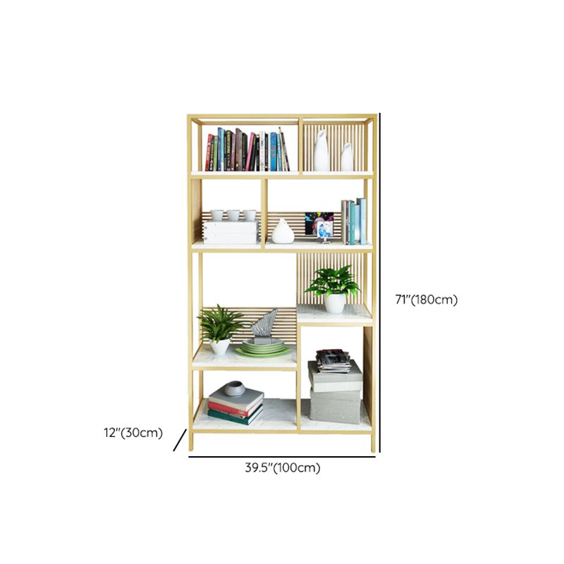 11.81" W Glam Antique Finish Shelf Bookcase Etagere Metal Bookshelf