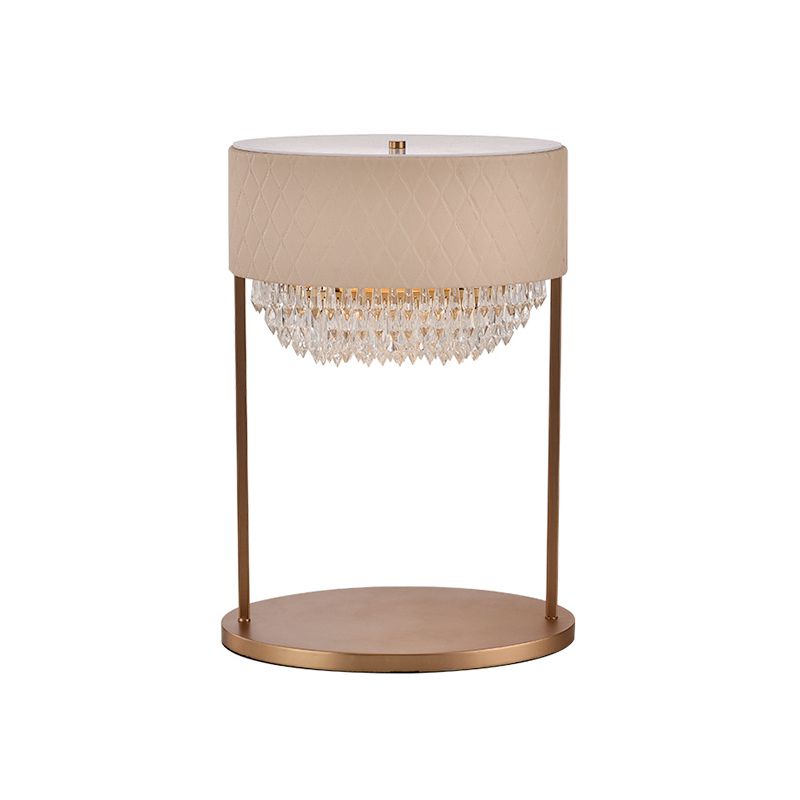 Lampe de bureau à plusieurs niveaux moderniste 1 bulbe à facette de table en cristal clair avec de l'ombre en cuir