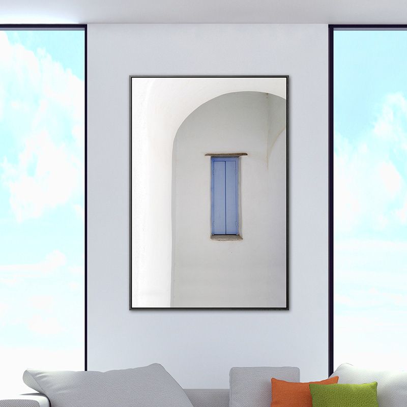 Contemporary Window Wall Art Print Pastel Color Textured Painting for Living Room