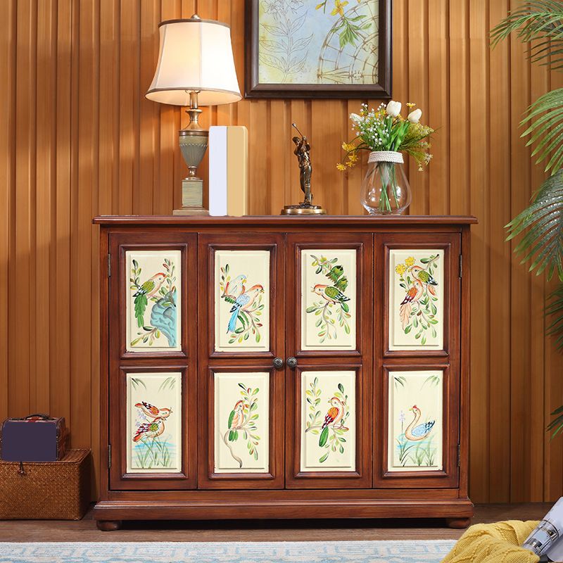Industrial Rectangle Accent Cabinet Wood Knobs Cabinet with Doors