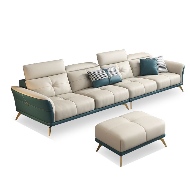 Tuxedo Arm Sectional Sofa 35.43"High Genuine Leather Tufted Split-Back Sofa
