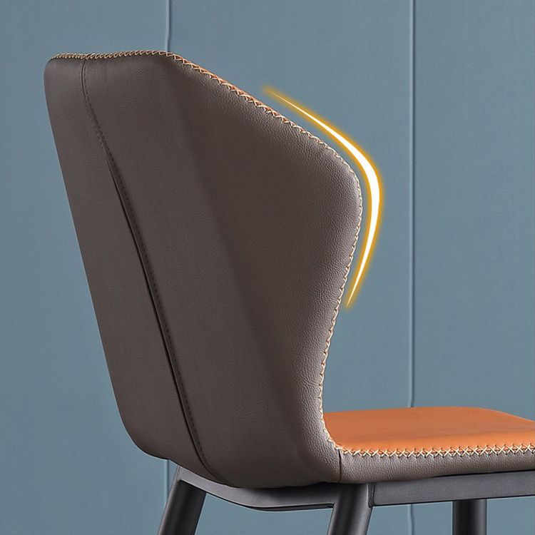 Silla de comedor sin brazos Wingback de diseño industrial Sillas de comedor de piel sintética