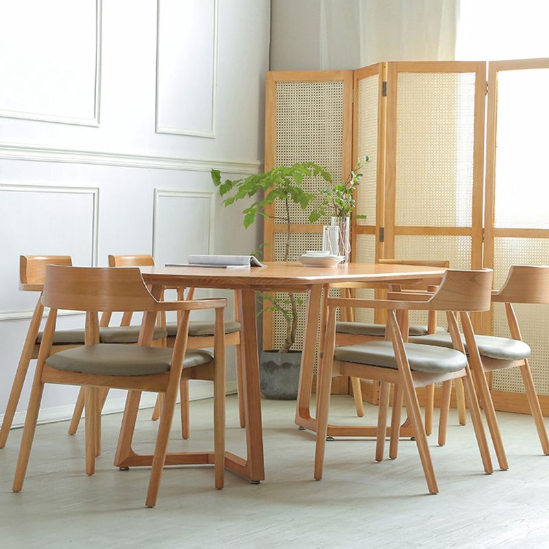 Modern Oval Pine Wood Dining Table Wood Base Home Dining Table