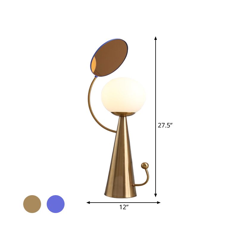 Lampada da comodino Orb Lampada da comodino moderna a LED in vetro opale blu/oro con design a specchio per camera da letto