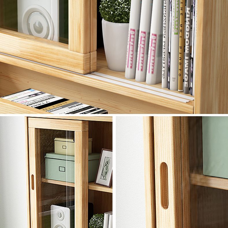 Modern Style Closed Back Bookshelf Standard Wooden Bookcase with Cabinets
