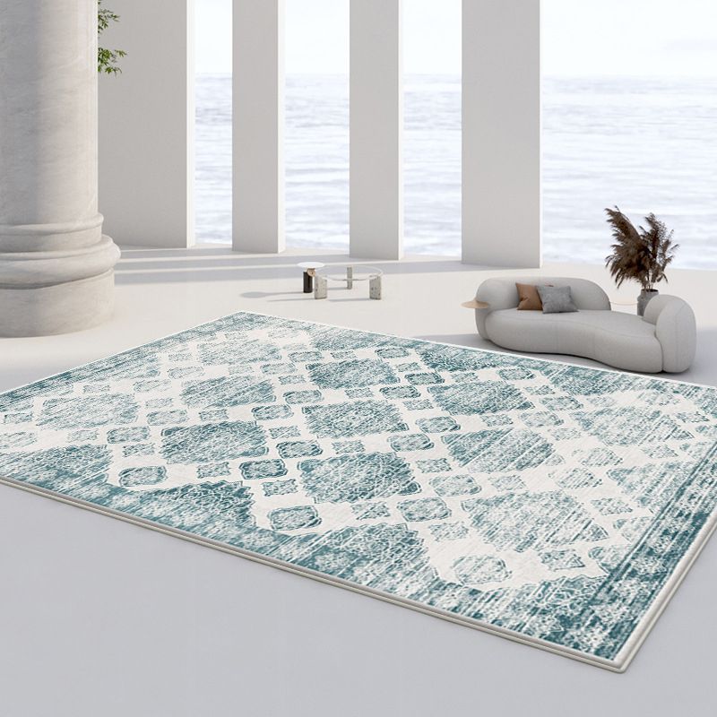 Light Gray Retro Rug Polyester Graphic Indoor Rug Washable Rug for Sitting Room