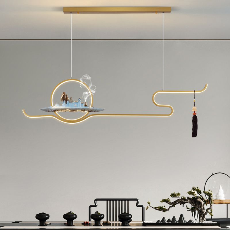 Luces colgantes colgantes lineales de estilo moderno de metal de metal de 2 luces accesorios de iluminación colgantes