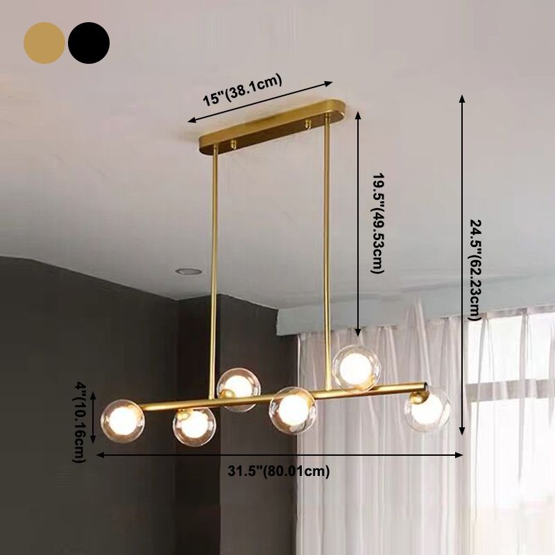 Luces colgantes de cocina modernas luces colgantes de isla esférica vidrio transparente