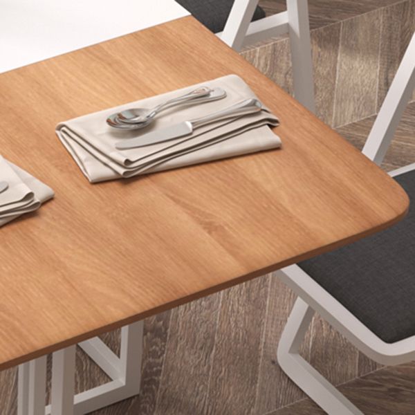 Artificial Wooden Top Foldable Table Extendable Rectangle Table with Trestle Base