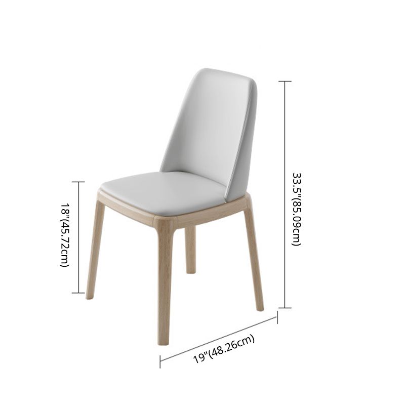 Contemporary Dining Table Set  with Solid Wood Table and PU Leather Chairs