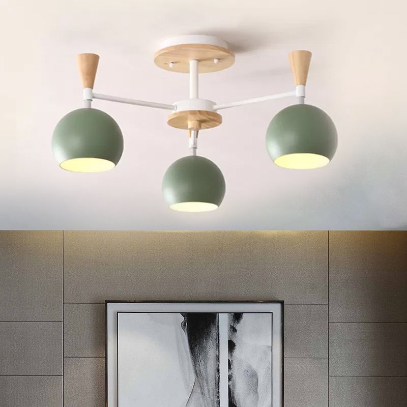Macaron 3/6/8-Light Ceiling Lamp with Acrylic Shade Pink/Yellow/Blue Dome Semi Flush Pendant