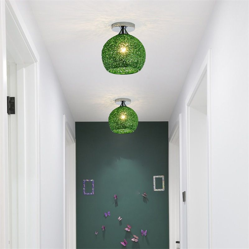 Polish Finish Flush Mount Lighting Contemporary Metal Ceiling Light for Foyer