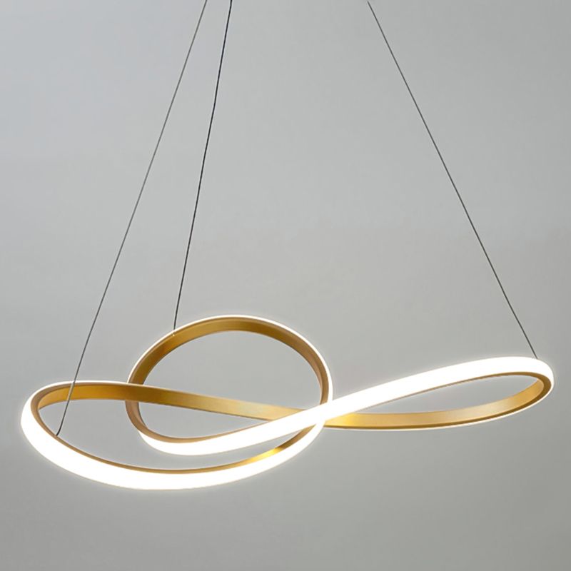 Gold Unique Shape Chandelier Modern 1 Light LED Hanging Light for Bedroom