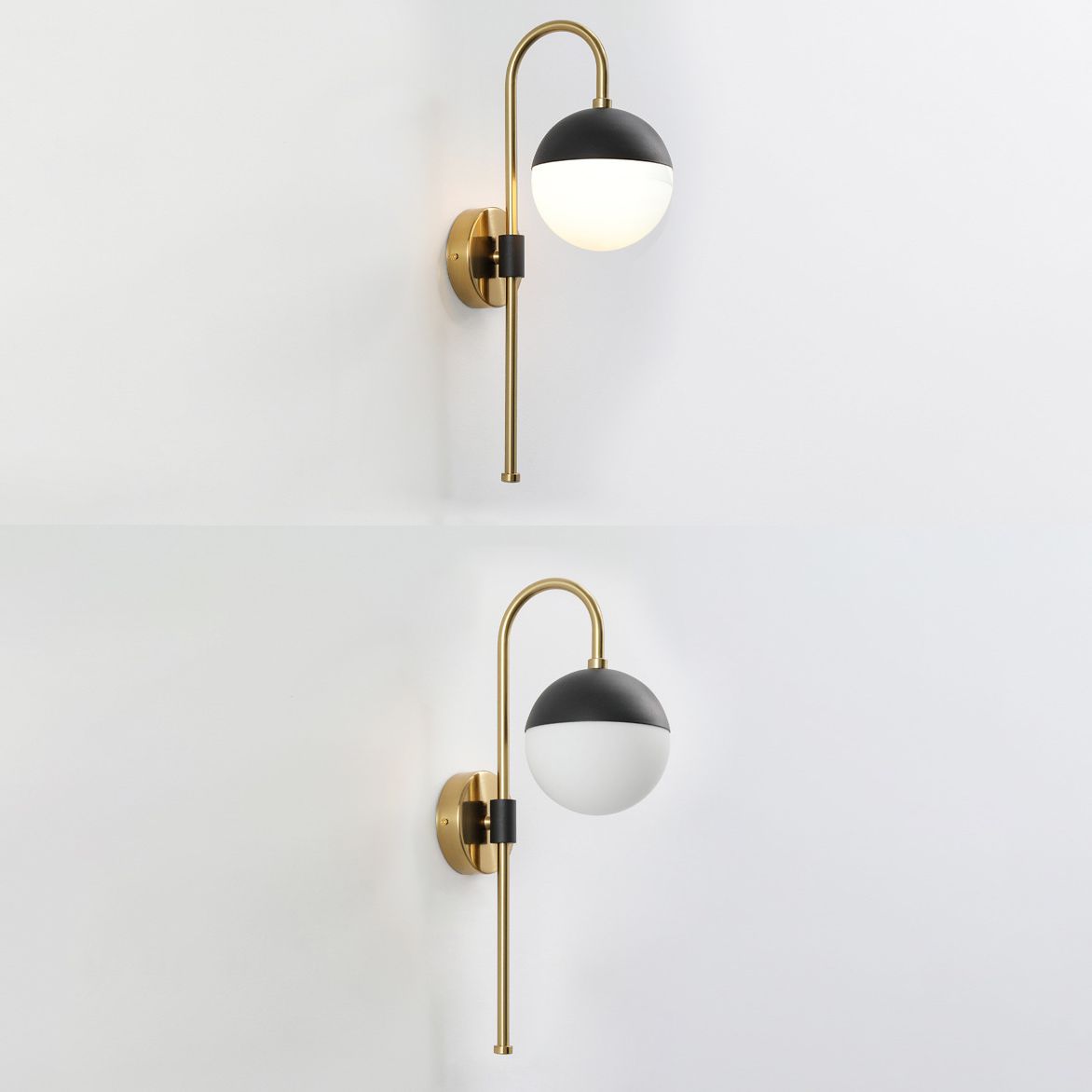 Glass Black and Gold Wall Lamp in Modern Simplicity Iron Globe Wall Light for Interior Spaces