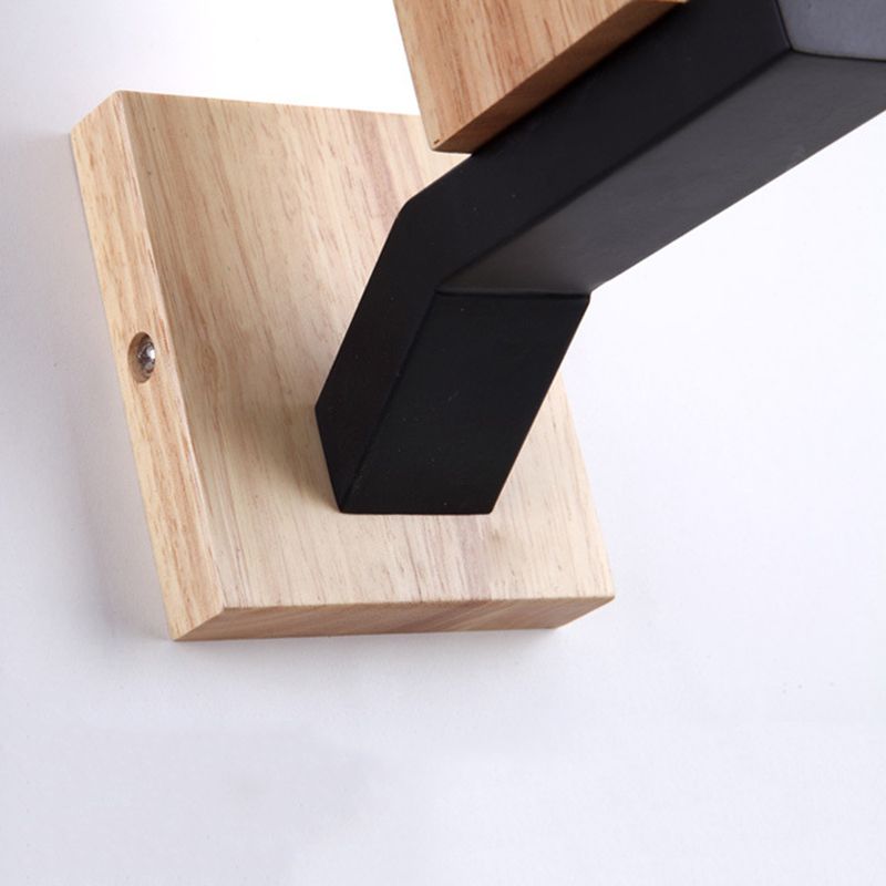 Wood Shaded Sconce Light Fixture Nordic Style Wall Mounted Light Fixture in White