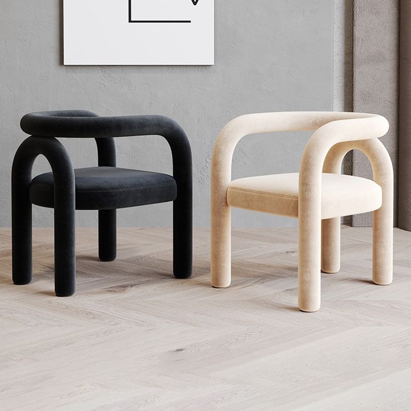 Contemporary Style Dining Chairs Velvet Open Back Arm Chair for Home