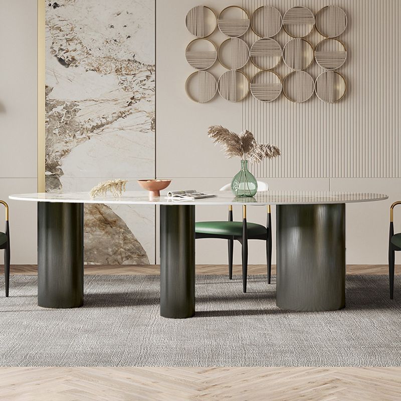 Metal Traditional Luxury Oval Indoor Table Marble Top Table with 3 Legs