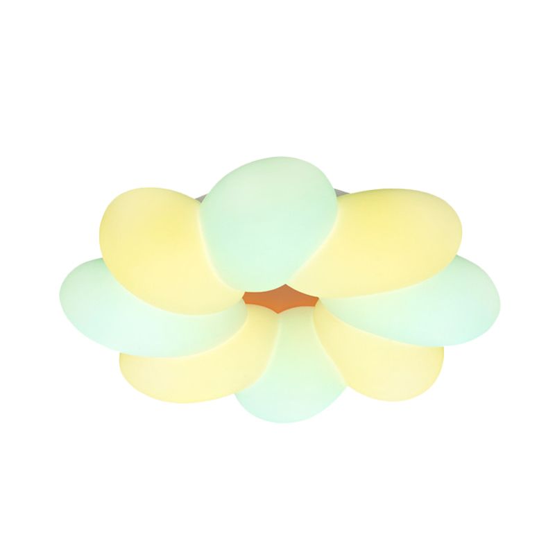 Enfants Floral Plastic Ceiling LED Flush LED Mount Recessed Lighting in White for Bedroom