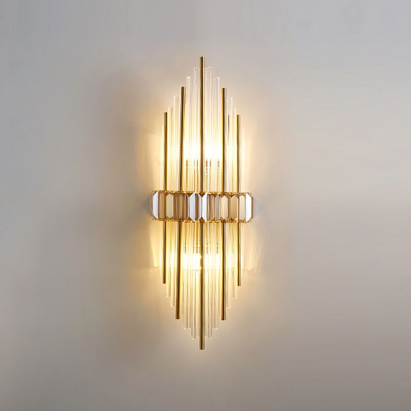 2 Light Unique Wall Sconce Postmodern Style Crystal Wall Lighting for Bedroom