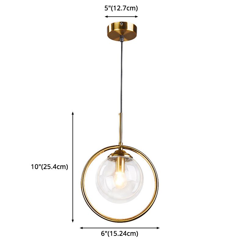 Spherical Pendant Lighting Contemporary Style Glass Clear Pendant Light Fixture for Bedroom