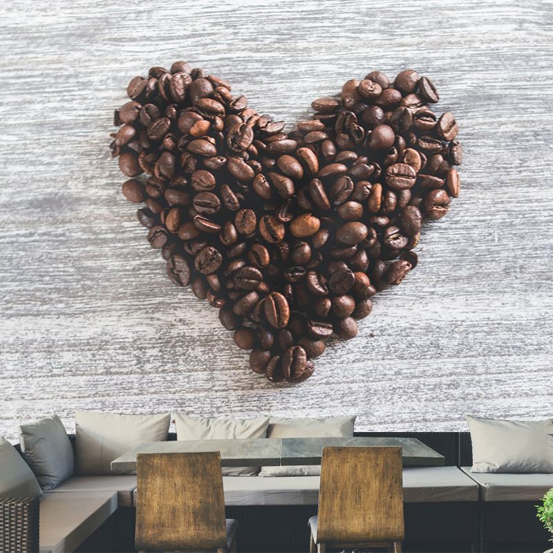 Contemporary  Style Mural with Coffee Beans Painting Commercial Use Wall Covering