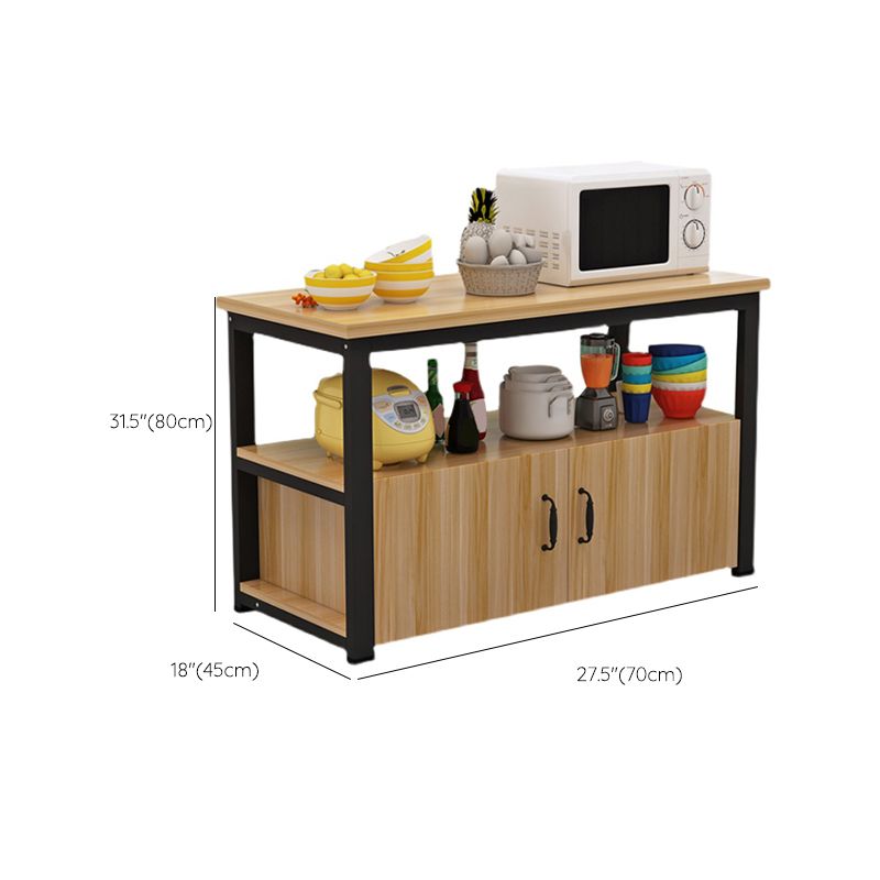 MDF and Steel Kitchen Table with Storage Cabinets Kitchen Cart with Black/White Base