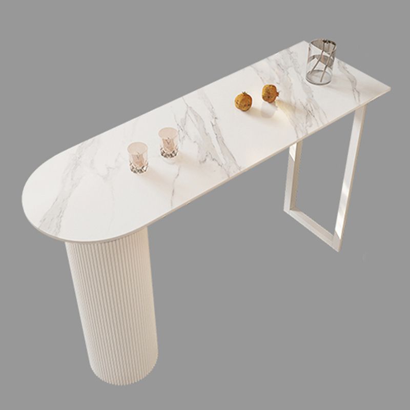 Modern Sintered Stone Bistro Bar Table Double Pedestal Bar Table