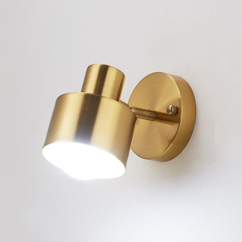 Modern Style Cylinder Sconce Light Fixtures Metal 1 Light Wall Mounted Lamps in Gold