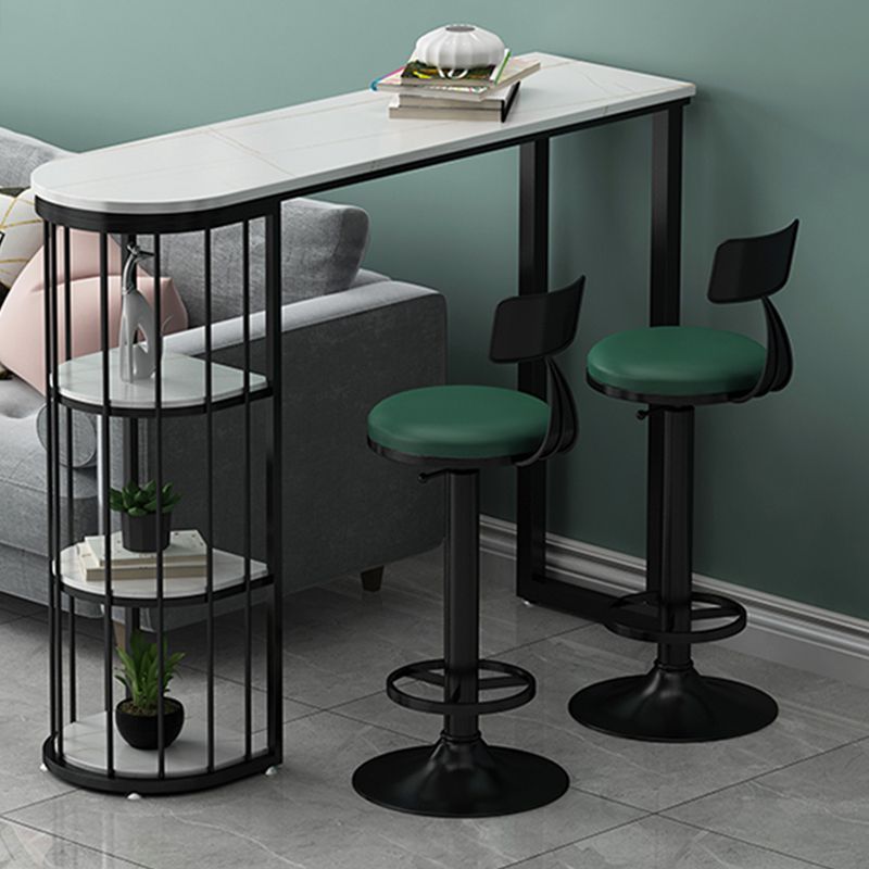 Low Back Dining Stool Adjustable Height Bar Stool with Metal Base