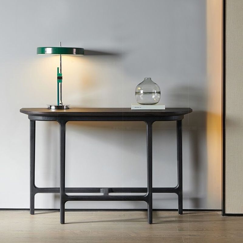 Modern Half Moon Console Table Wooden Console Sofa Table in Black