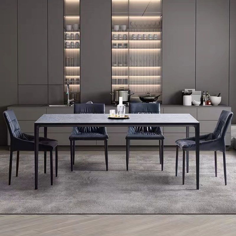 Stone Top Dining Table Modern Dining Table with 4 Metal Legs